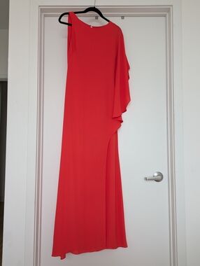 BCBG MaxAzria One-Shoulder Orange Floor Length Evening Gown